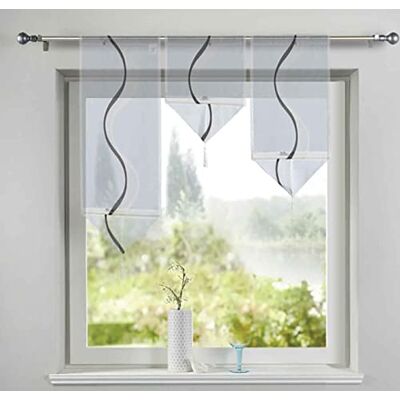 Gardinenbox 2022200 Lot de 3 rideaux brise-bise triangulaires avec barre de lestage Gris 40-60-80 x 30 cm Gardinenbox 2022200 Lot de 3 rideaux brise-bise triangulaires avec barre de lestage Gris 40-60-80 x 30 cm
