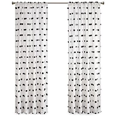 Intelligent Design Sophie Rideau de fenêtre transparent à pompons avec passe-tringle pour chambre à coucher, salon, 127 x 213,4 cm, noir Intelligent Design Sophie Rideau de fenêtre transparent à pompons avec passe-tringle pour chambre à coucher, salon, 127 x 213,4 cm, noir