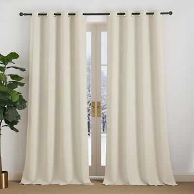 NICETOWN Rideaux et Draperies Intérieurs Occultant avec Oeillets Décoration de Fenêtre Isolation Thermique pour Maison Chambre Salon, L 140 sur H 240 cm, Beige Clair, 2 PCs NICETOWN Rideaux et Draperies Intérieurs Occultant avec Oeillets Décoration de Fenêtre Isolation Thermique pour Maison Chambre Salon, L 140 sur H 240 cm, Beige Clair, 2 PCs