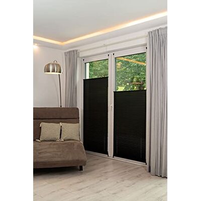 K-home ® Store plissé Klemmfix noir l 25 x H 130 cm protection contre la lumière +++ Aspect écrasé moderne +++ K-home ® Store plissé Klemmfix noir l 25 x H 130 cm protection contre la lumière +++ Aspect écrasé moderne +++