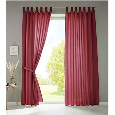 Astek 20400N2-006 Double Rideaux - Mi-transparent & Opace - Rouge Astek 20400N2-006 Double Rideaux - Mi-transparent & Opace - Rouge