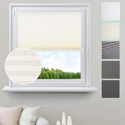 WOLTU Store Plissé Opaque sans Perçage, 60x130 cm, Crème (Plis) WOLTU Store Plissé Opaque sans Perçage, 60x130 cm, Crème (Plis)