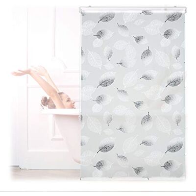 Relaxdays Store de douche pour baignoire 100 x 240 cm Motif feuilles Avec cordon Montage flexible Noir et blanc Relaxdays Store de douche pour baignoire 100 x 240 cm Motif feuilles Avec cordon Montage flexible Noir et blanc