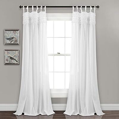 Lush Decor Lydia Rideaux de fenêtre froncés pour salon, salle à manger, chambre à coucher, 160 x 101 cm, blanc Lush Decor Lydia Rideaux de fenêtre froncés pour salon, salle à manger, chambre à coucher, 160 x 101 cm, blanc