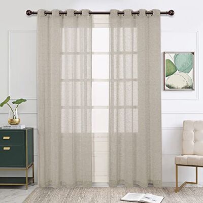 Bonzer Lot de 2 rideaux transparents en toile de jute pour salon, rideaux transparents à œillets de 213,4 cm de long, voilage filtrant la lumière pour chambre à coucher, (137 x 213 cm, lin) Bonzer Lot de 2 rideaux transparents en toile de jute pour salon, rideaux transparents à œillets de 213,4 cm de long, voilage filtrant la lumière pour chambre à coucher, (137 x 213 cm, lin)