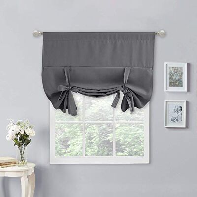 NICETOWN Rideaux courts occultants à nouer pour salle de bain/porte/fenêtre de cuisine/Thanksgiving (gris, 1 panneau, 101,6 cm de large x 137,2 cm de long) NICETOWN Rideaux courts occultants à nouer pour salle de bain/porte/fenêtre de cuisine/Thanksgiving (gris, 1 panneau, 101,6 cm de large x 137,2 cm de long)