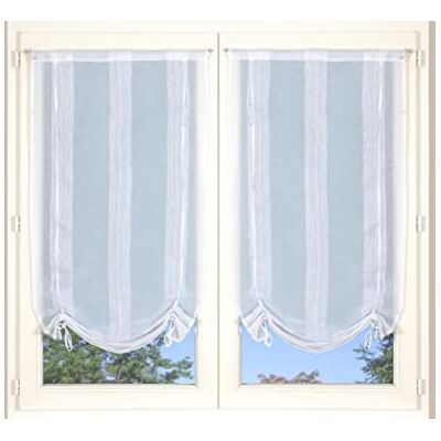 Voilage réglable blanc - Paire de 2x 60x140cm avec anneaux Voilage réglable blanc - Paire de 2x 60x140cm avec anneaux
