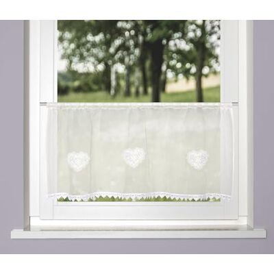 HOME WOHNIDEEN NISHAY Rideau brise-bise 45 x 145 cm Structure en lin transparent Motif cœurs Couleur : blanc Dimensions : 45 x 120 cm Nombre : 1 HOME WOHNIDEEN NISHAY Rideau brise-bise 45 x 145 cm Structure en lin transparent Motif cœurs Couleur : blanc Dimensions : 45 x 120 cm Nombre : 1