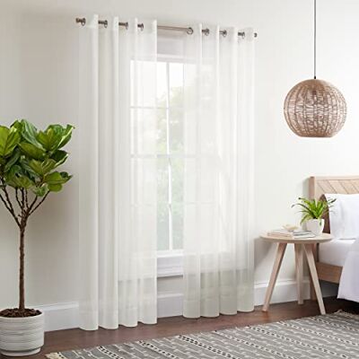 Eclipse Kiara Rideaux de fenêtre modernes à œillets filtrant la lumière pour chambre à coucher (2 panneaux), 137,2 x 274,3 cm, ivoire Eclipse Kiara Rideaux de fenêtre modernes à œillets filtrant la lumière pour chambre à coucher (2 panneaux), 137,2 x 274,3 cm, ivoire
