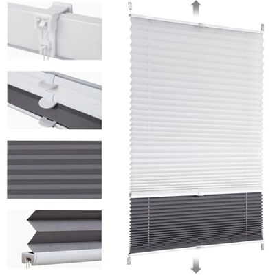 Sekey Store plissé double store plissé jour et nuit Occultant sans perçage Protection contre la lumière Klemmfix Translucide Motif dévoré 90 x 200 cm Impression et gris Sekey Store plissé double store plissé jour et nuit Occultant sans perçage Protection contre la lumière Klemmfix Translucide Motif dévoré 90 x 200 cm Impression et gris