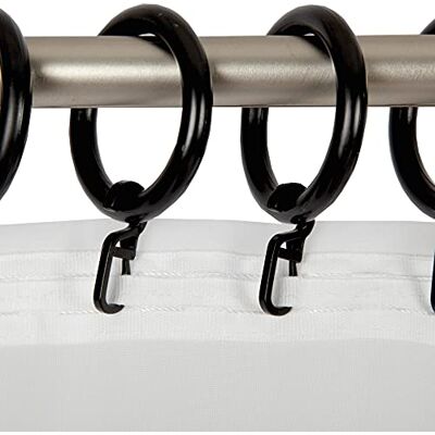 Bestlivings Lot de 50 anneaux de rideau noirs Ø40 mm, pour tringles à rideau jusqu'à Ø28 mm, avec crochets Bestlivings Lot de 50 anneaux de rideau noirs Ø40 mm, pour tringles à rideau jusqu'à Ø28 mm, avec crochets