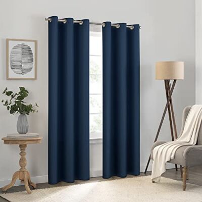 Eclipse Kendall Rideau de fenêtre à isolation thermique avec œillets pour chambre à coucher (1 panneau), 106,7 x 160 cm, denim Eclipse Kendall Rideau de fenêtre à isolation thermique avec œillets pour chambre à coucher (1 panneau), 106,7 x 160 cm, denim
