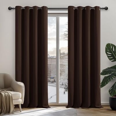 Deconovo Rideaux Occultants Isolant Thermique Anti Froid, Design Moderne à Oeillets, Rideaux pour Chambre Gar?on, 140x260 CM (Largeur x Hauteur), Chocolat, 2 Pièces Deconovo Rideaux Occultants Isolant Thermique Anti Froid, Design Moderne à Oeillets, Rideaux pour Chambre Gar?on, 140x260 CM (Largeur x Hauteur), Chocolat, 2 Pièces