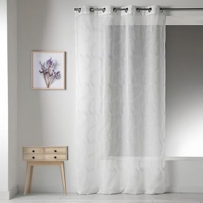 HomeMaison Home Maison 09366-8-AL Voilage Etamine Brodé avec Oeillets Ronds Blanc/Argent 140 x 260 cm HomeMaison Home Maison 09366-8-AL Voilage Etamine Brodé avec Oeillets Ronds Blanc/Argent 140 x 260 cm