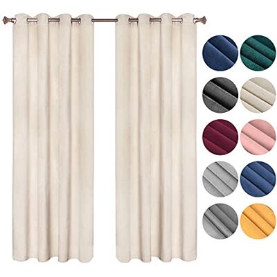WOLTU VH6066hsd-2 Lot de 2 Rideaux Draperies Thermique à Oeillets Rideau Opaque Occultant en Velours Décoration de Fenêtre pour Chambre Beige, 140x225 cm WOLTU VH6066hsd-2 Lot de 2 Rideaux Draperies Thermique à Oeillets Rideau Opaque Occultant en Velours Décoration de Fenêtre pour Chambre Beige, 140x225 cm