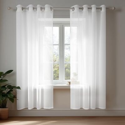 Deconovo Lot de 2 Voilage Salon pour Chambre Enfant Garcon Decoration à Oeillets Blanc 140x183cm Deconovo Lot de 2 Voilage Salon pour Chambre Enfant Garcon Decoration à Oeillets Blanc 140x183cm