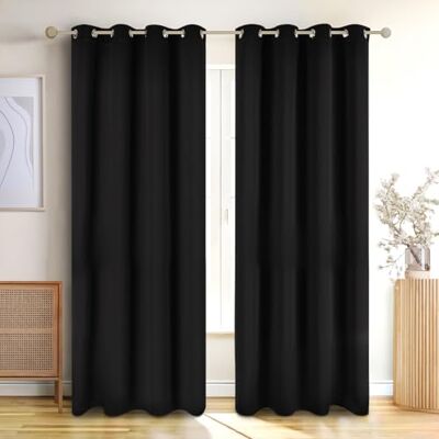 Blumtal Lot de 2 Rideaux Occultants Rideau Thermique Isolant Anti Froid Rideau Occultant avec Œillets Rideau Fenetre, 140 x 145 cm, Noir… Blumtal Lot de 2 Rideaux Occultants Rideau Thermique Isolant Anti Froid Rideau Occultant avec Œillets Rideau Fenetre, 140 x 145 cm, Noir…