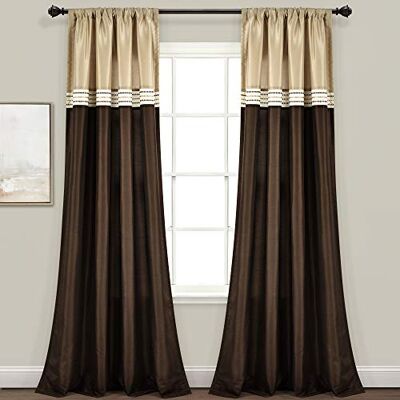 Lush Decor Terra Paire de rideaux de fenêtre Beige/marron 213 x 137 cm Lush Decor Terra Paire de rideaux de fenêtre Beige/marron 213 x 137 cm