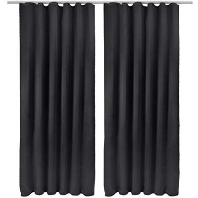Beautissu Lot de 2 Rideaux Occultants Opaque à Ruflette140x245cm – Blackout Rideau Occultant Thermiques Noir pour Fenêtre Porte – Amelie BK Beautissu Lot de 2 Rideaux Occultants Opaque à Ruflette140x245cm – Blackout Rideau Occultant Thermiques Noir pour Fenêtre Porte – Amelie BK
