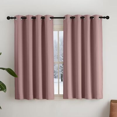 NICETOWN Rideaux Thermiques Panneaux Décoration de Petite Fenêtre à Oeillets Tissu Doux Lumineux Bloquer pour Chambre Maison Cuisine, L 140 x H 145 cm, Haricot Rose, Lot de 2 NICETOWN Rideaux Thermiques Panneaux Décoration de Petite Fenêtre à Oeillets Tissu Doux Lumineux Bloquer pour Chambre Maison Cuisine, L 140 x H 145 cm, Haricot Rose, Lot de 2