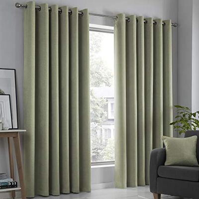 Fusion Rideaux verts à œillets pour chambre à coucher ou salon Collection Strata 228 x 274 cm (l x L) Vert sauge Fusion Rideaux verts à œillets pour chambre à coucher ou salon Collection Strata 228 x 274 cm (l x L) Vert sauge