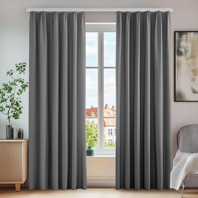 Deconovo Lot de 2 Rideaux de Porte Maison Intérieur Fenêtre L’h?tel Décoratif Isolant Thermique Anti Froid Rideau Occultant Galon Fronceur Chambre Adult 140x245cm Gris Clair Deconovo Lot de 2 Rideaux de Porte Maison Intérieur Fenêtre L’h?tel Décoratif Isolant Thermique Anti Froid Rideau Occultant Galon Fronceur Chambre Adult 140x245cm Gris Clair