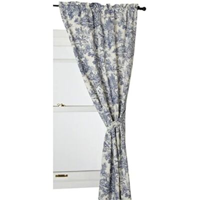 Ellis Curtain Victoria Park Toile Paire de panneaux sur mesure avec embrasses Bleu 172,7 x 183 cm Ellis Curtain Victoria Park Toile Paire de panneaux sur mesure avec embrasses Bleu 172,7 x 183 cm