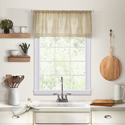 Elrene Home Fashions 26865775433 Rideau de fenêtre en lin avec passe-tringle, 152,4 x 38,1 cm Elrene Home Fashions 26865775433 Rideau de fenêtre en lin avec passe-tringle, 152,4 x 38,1 cm