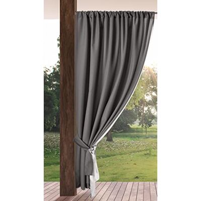 Eurofirany Rideau d'extérieur avec cordon de serrage, 1 pièce, opaque et résistant aux intempéries, protection UV, pour balcon, terrasse, pergola, tonnelle, 200 x 155 cm, gris foncé Eurofirany Rideau d'extérieur avec cordon de serrage, 1 pièce, opaque et résistant aux intempéries, protection UV, pour balcon, terrasse, pergola, tonnelle, 200 x 155 cm, gris foncé