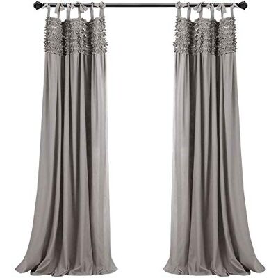 Lush Decor Lydia 16T004279 Rideaux de fenêtre froncés pour salon, salle à manger, chambre à coucher, 160 x 101 cm, gris Lush Decor Lydia 16T004279 Rideaux de fenêtre froncés pour salon, salle à manger, chambre à coucher, 160 x 101 cm, gris