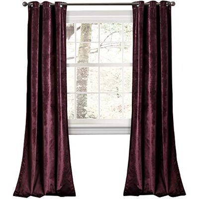 Lush Decor Prima Paire de rideaux occultants en velours pour salon, salle à manger, chambre à coucher, 213,4 cm de long, prune Lush Decor Prima Paire de rideaux occultants en velours pour salon, salle à manger, chambre à coucher, 213,4 cm de long, prune