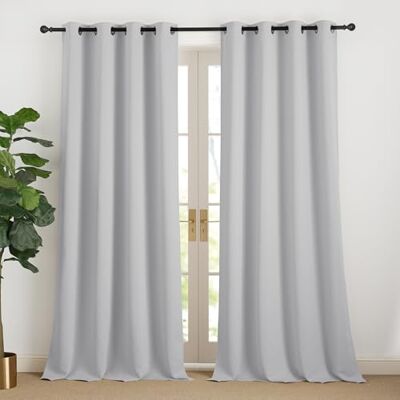 NICETOWN Rideaux Occultants Décoration de Fenêtre Double Draperies à Oeillets Isolation Lumineux Tissu Opaque pour Maison Chambre Salon, L 140 x H 240 cm, Gris Clair, Lot de 2 NICETOWN Rideaux Occultants Décoration de Fenêtre Double Draperies à Oeillets Isolation Lumineux Tissu Opaque pour Maison Chambre Salon, L 140 x H 240 cm, Gris Clair, Lot de 2