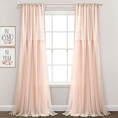 Lush Decor Paire de rideaux de fenêtre unis en tulle 213,4 x 101,6 cm (L x l) Blush Lush Decor Paire de rideaux de fenêtre unis en tulle 213,4 x 101,6 cm (L x l) Blush