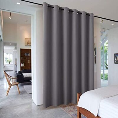 PONY DANCE Cloison Amovible Paravent d'intérieur Closion Rideau Occultants à Oeillets Séparateur de Pièce pour Salon Chambre, 304 cm Largeur sur 243 cm Hauteur, Gris, 1 PC PONY DANCE Cloison Amovible Paravent d'intérieur Closion Rideau Occultants à Oeillets Séparateur de Pièce pour Salon Chambre, 304 cm Largeur sur 243 cm Hauteur, Gris, 1 PC