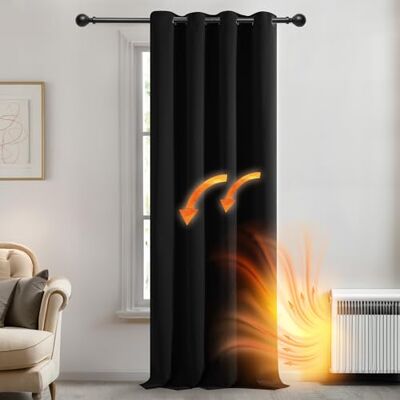 Deconovo Rideaux Occultants Isolant Thermique Anti Froid, 140x240 CM (Largeur x Hauteur), Design Moderne à Oeillets, Rideaux pour Chambre Gar?on, Halloween Noir, 1Pièces Deconovo Rideaux Occultants Isolant Thermique Anti Froid, 140x240 CM (Largeur x Hauteur), Design Moderne à Oeillets, Rideaux pour Chambre Gar?on, Halloween Noir, 1Pièces