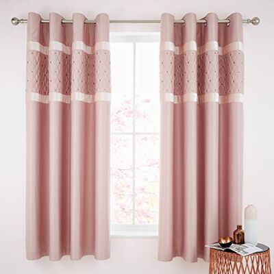 Catherine Lansfield Rideau à œillets à Paillettes, Rose poudré, 66x90 inch Eyelet Curtains Catherine Lansfield Rideau à œillets à Paillettes, Rose poudré, 66x90 inch Eyelet Curtains