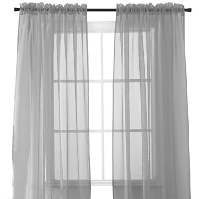 Elegant Comfort Lot de 2 panneaux transparents avec passe-tringle de 5,1 cm – Rideaux de fenêtre 152,4 cm de large x 213,4 cm de long – Argenté Elegant Comfort Lot de 2 panneaux transparents avec passe-tringle de 5,1 cm – Rideaux de fenêtre 152,4 cm de large x 213,4 cm de long – Argenté