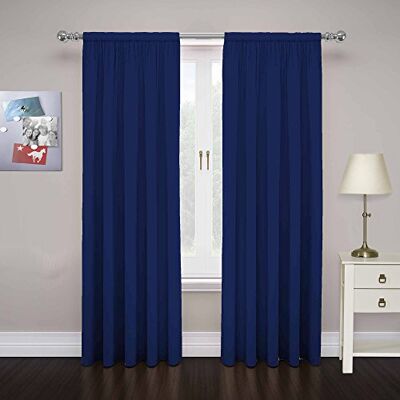 Eclipse Cadenza Rideaux de fenêtre en microfibre avec passe-tringle, filtre la lumière, 160 cm de long x 101,6 cm de large, 2 panneaux, bleu marine Eclipse Cadenza Rideaux de fenêtre en microfibre avec passe-tringle, filtre la lumière, 160 cm de long x 101,6 cm de large, 2 panneaux, bleu marine