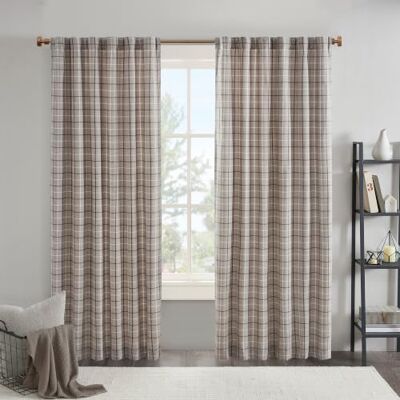 Madison Park Anaheim Cabin Rideau de fenêtre à carreaux avec doublure en polaire à isolation thermique pour chambre à coucher, 1 panneau simple, 127 x 213 cm, avec passe-tringle, marron Madison Park Anaheim Cabin Rideau de fenêtre à carreaux avec doublure en polaire à isolation thermique pour chambre à coucher, 1 panneau simple, 127 x 213 cm, avec passe-tringle, marron
