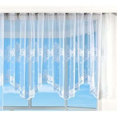 Gardinenbox Bogenstore 13140 Rideau jacquard 145 x 600 cm Motif floral blanc fronceur ruban universel plissé Gardinenbox Bogenstore 13140 Rideau jacquard 145 x 600 cm Motif floral blanc fronceur ruban universel plissé