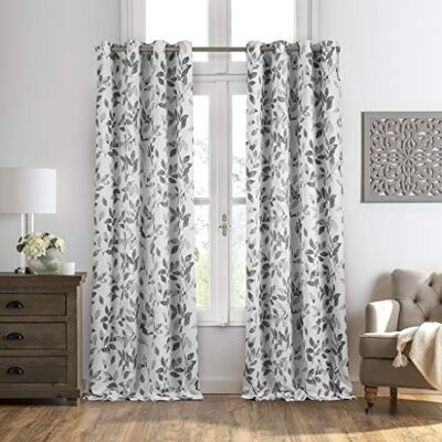 Elrene Home Fashions Panneau de rideau de fenêtre occultant à imprimé botanique, mélange de polylin, gris, 132,1 cm de large x 213,4 cm de long (lot de 1) Elrene Home Fashions Panneau de rideau de fenêtre occultant à imprimé botanique, mélange de polylin, gris, 132,1 cm de large x 213,4 cm de long (lot de 1)
