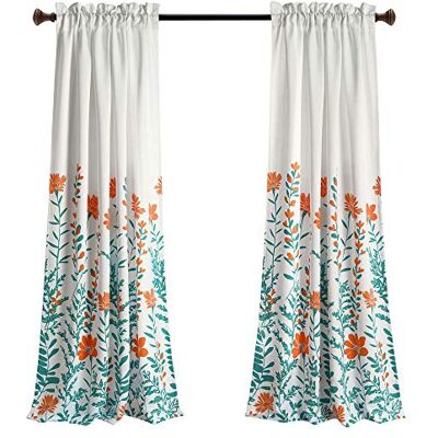 Lush Decor Aprile Paire de rideaux de fenêtre filtrant la lumière, 132,1 cm de large x 213,4 cm de long, orange et turquoise – Rideaux floraux – Joli imprimé fleur orange – Décoration de fenêtre de Lush Decor Aprile Paire de rideaux de fenêtre filtrant la lumière, 132,1 cm de large x 213,4 cm de long, orange et turquoise – Rideaux floraux – Joli imprimé fleur orange – Décoration de fenêtre de