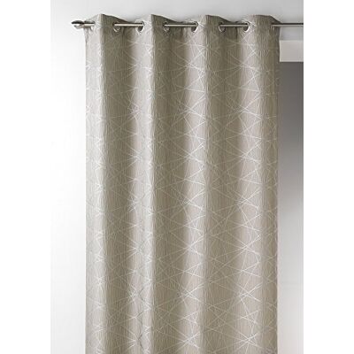 HomeMaison Home Maison 09348-8-AL Rideaux Jacquard avec Oeillets Ronds Lin/Argent 140 x 260 cm HomeMaison Home Maison 09348-8-AL Rideaux Jacquard avec Oeillets Ronds Lin/Argent 140 x 260 cm