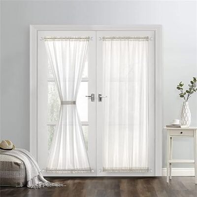 Devola Rideau Voilage Aspect Lin Rideaux Losanges Longue Moderne Uni Rideau Bistrot Semi-Transparent Rideau de Porte Fenetre Cuisine Rideaux Courts 132x183cm, Blanc, 1 Devola Rideau Voilage Aspect Lin Rideaux Losanges Longue Moderne Uni Rideau Bistrot Semi-Transparent Rideau de Porte Fenetre Cuisine Rideaux Courts 132x183cm, Blanc, 1