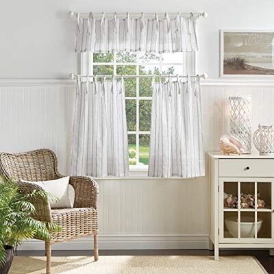 Martha Stewart Laguna Rideau de fenêtre semi-transparent à rayures Moka Martha Stewart Laguna Rideau de fenêtre semi-transparent à rayures Moka