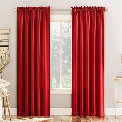Sun Barrow Lot de 2 rideaux à économie d'énergie avec passe-tringle, 137,2 x 160 cm, rouge Sun Barrow Lot de 2 rideaux à économie d'énergie avec passe-tringle, 137,2 x 160 cm, rouge