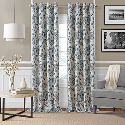 Elrene Rideau de fenêtre à panneau simple en polyester, bleu/taupe, 132,1 x 241,3 cm Elrene Rideau de fenêtre à panneau simple en polyester, bleu/taupe, 132,1 x 241,3 cm