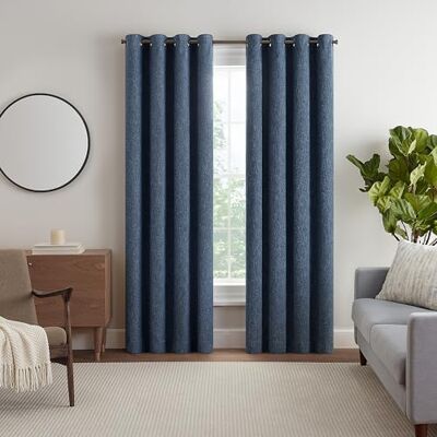 Eclipse Décor Quinn Rideau texturé 100% occultant, rideau zéro absolu pour intimité, parfait comme rideaux de salon ou de chambre à coucher, 213,4 cm de long x 127 cm de large, bleu marine Eclipse Décor Quinn Rideau texturé 100% occultant, rideau zéro absolu pour intimité, parfait comme rideaux de salon ou de chambre à coucher, 213,4 cm de long x 127 cm de large, bleu marine