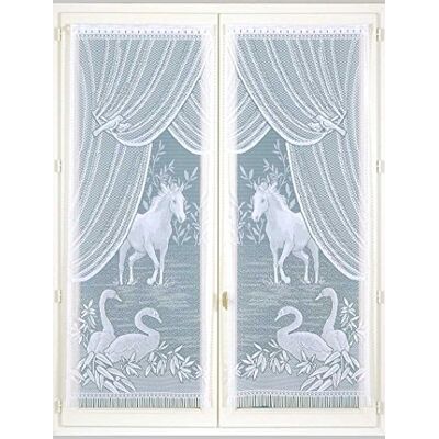 HomeMaison Equestre Paire de vitrages Esprit, Polyester, Blanc, 120x60 cm HomeMaison Equestre Paire de vitrages Esprit, Polyester, Blanc, 120x60 cm