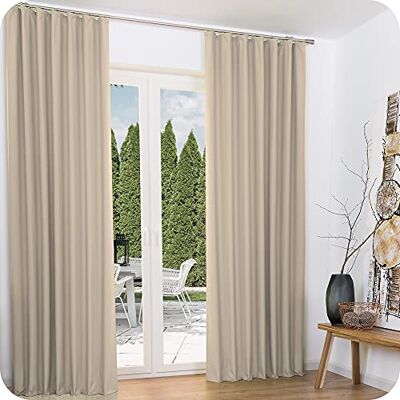 Beautissu Lot de 2 Rideaux Thermique Creme uni Opaque à ruflette Amelie 140x245 cm Isolant uni à Anneaux Beautissu Lot de 2 Rideaux Thermique Creme uni Opaque à ruflette Amelie 140x245 cm Isolant uni à Anneaux
